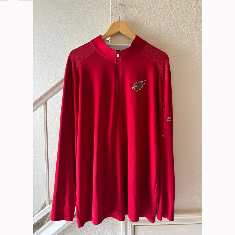 Arizona Cardinals NFL Men’s Majestic 1/4 Zip Pullover 2XL Red Mock Neck Football